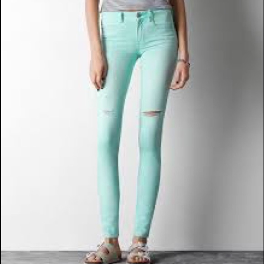 American Eagle Mid-Rise Jegging 10 Reg Teal